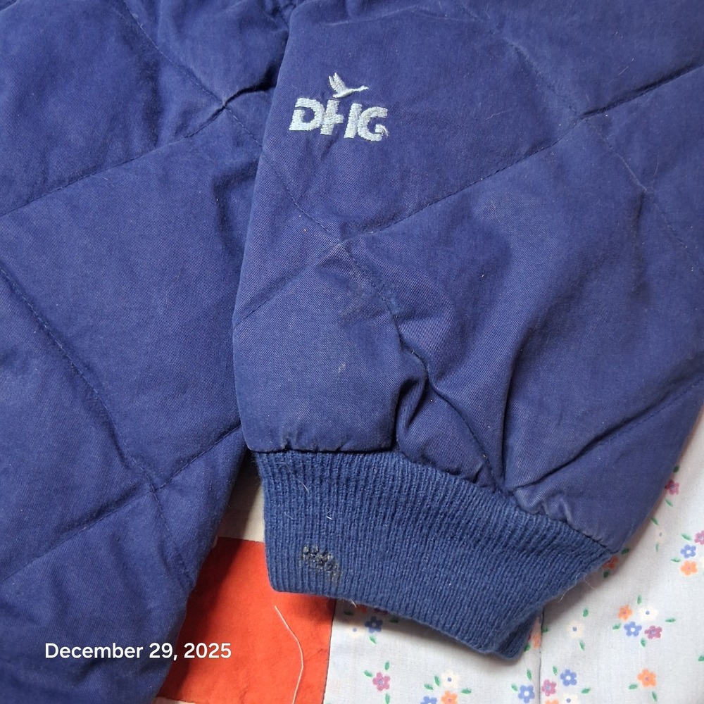 Vintage Dutch Harbor Gear DHG Down Quilted Puffer Jacket Size XL Blue - Picture 2 of 10